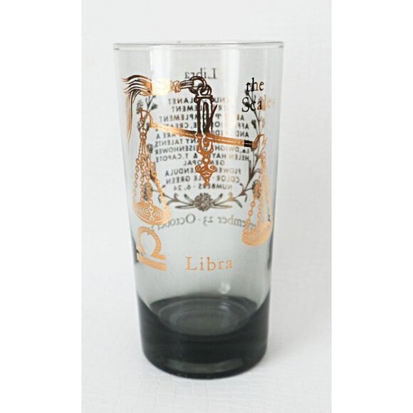 Vintage Horoscope Libra Cocktail Drinking Glass Highball Tumbler Barware - Picture 5 of 5